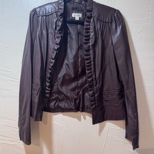 Dressbarn Brown Leather Jacket Classic Motorcycle Style